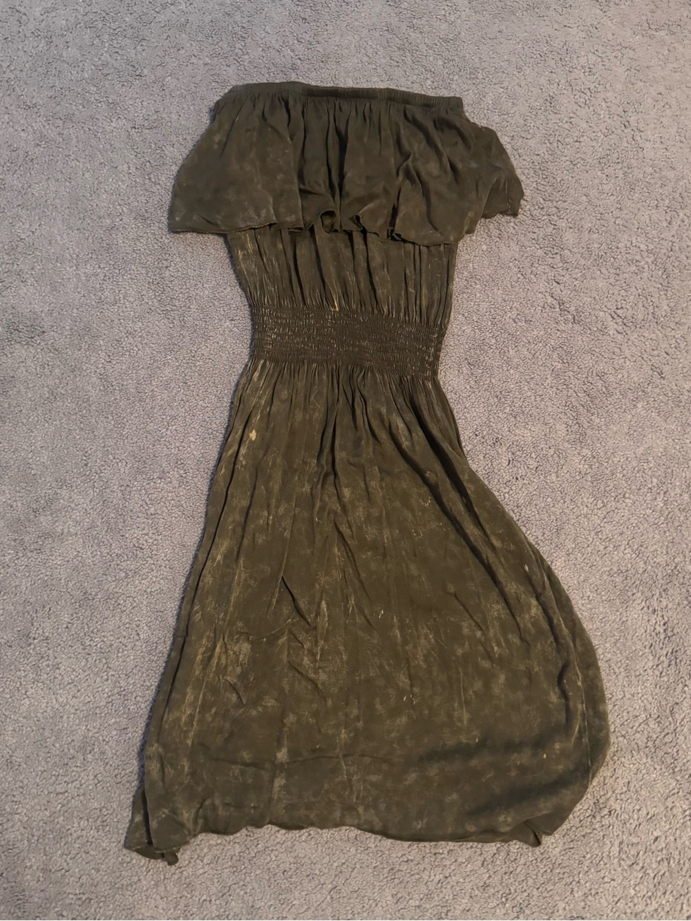 Olive Green Ruffle Mini Dress